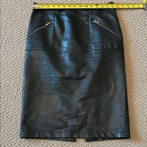 Dark green veg Leather Skirt